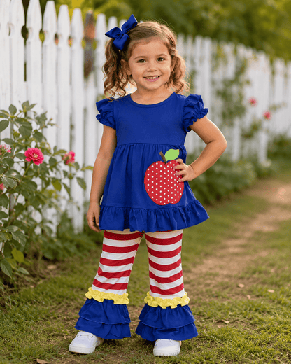 ILTEX Apparel Kids Clothing Apple Blue Ruffle Outfit Kids