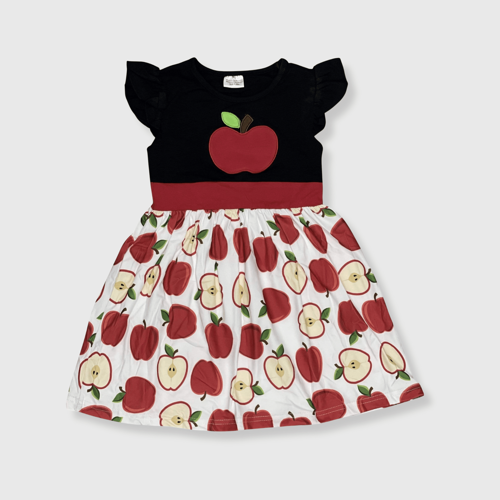 ILTEX Apparel Kids Clothing Apple Print Black White Red Dress Kids