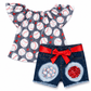 ILTEX Apparel Kids Clothing Baseball Hearts Gray Denim Shorts Sequin Kids Outfit