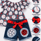 ILTEX Apparel Kids Clothing Baseball Hearts Gray Denim Shorts Sequin Kids Outfit