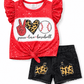 ILTEX Apparel Kids Clothing Baseball Red Bleached Denim Shorts Kids Outfit