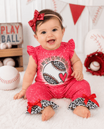 ILTEX Apparel Kids Clothing Baseball Red Cheetah Bleached Romper Kids