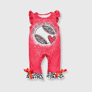 ILTEX Apparel Kids Clothing Baseball Red Cheetah Bleached Romper Kids