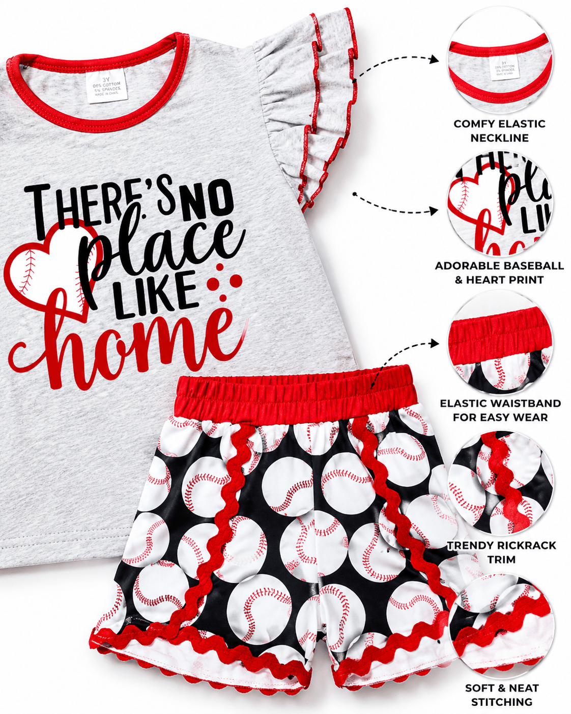 ILTEX Apparel Kids Clothing Baseball 'There's No Place Like Home' Kids Outfit