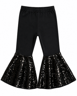 ILTEX Apparel Kids Clothing Bell Bottom Black Sequin Pants