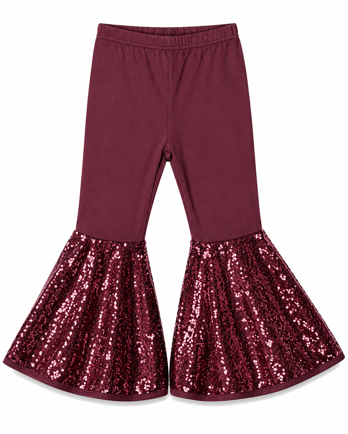 ILTEX Apparel Kids Clothing Bell Bottom Burgundy Sequin Pants