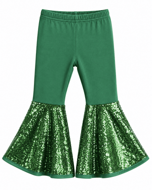 ILTEX Apparel Kids Clothing Bell Bottom Green Sequin Pants