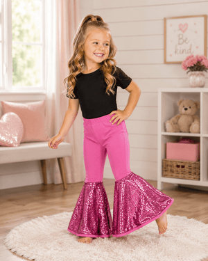 ILTEX Apparel Kids Clothing Bell Bottom Hot Pink Sequin Pants