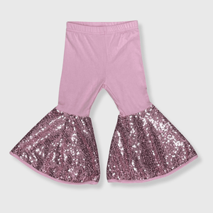 ILTEX Apparel Kids Clothing Bell Bottom Light Pink Sequin Pants