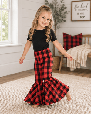 ILTEX Apparel Kids Clothing Bell Bottom Red Plaid Pants