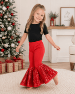 ILTEX Apparel Kids Clothing Bell Bottom Red Sequin Pants