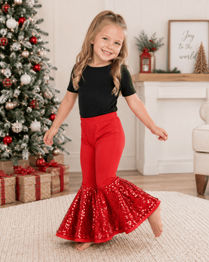 ILTEX Apparel Kids Clothing Bell Bottom Red Sequin Pants
