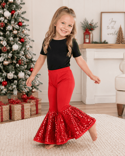 ILTEX Apparel Kids Clothing Bell Bottom Red Sequin Pants
