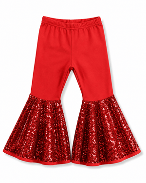 ILTEX Apparel Kids Clothing Bell Bottom Red Sequin Pants