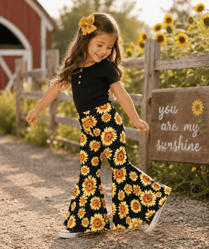 ILTEX Apparel Kids Clothing Bell Bottom Sunflower Pants