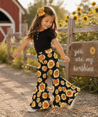 ILTEX Apparel Kids Clothing Bell Bottom Sunflower Pants