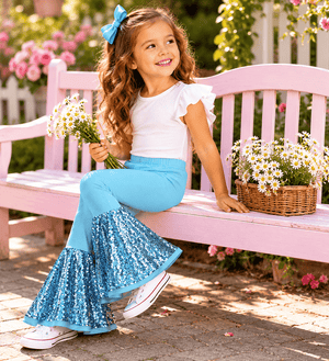 ILTEX Apparel Kids Clothing Bell Bottom Tiffany Sequin Pants
