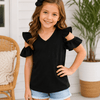 Cold Shoulder Ruffled Top Kids - Black