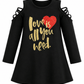 ILTEX Apparel Kids Clothing Black Cold Shoulder Dress 'Love is All You Need' - Kids
