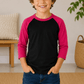 ILTEX Apparel Kids Clothing Black/Hot Pink / 6 Months Kids 3/4 Sleeve Raglan Baseball T-Shirt – 25+ Colors