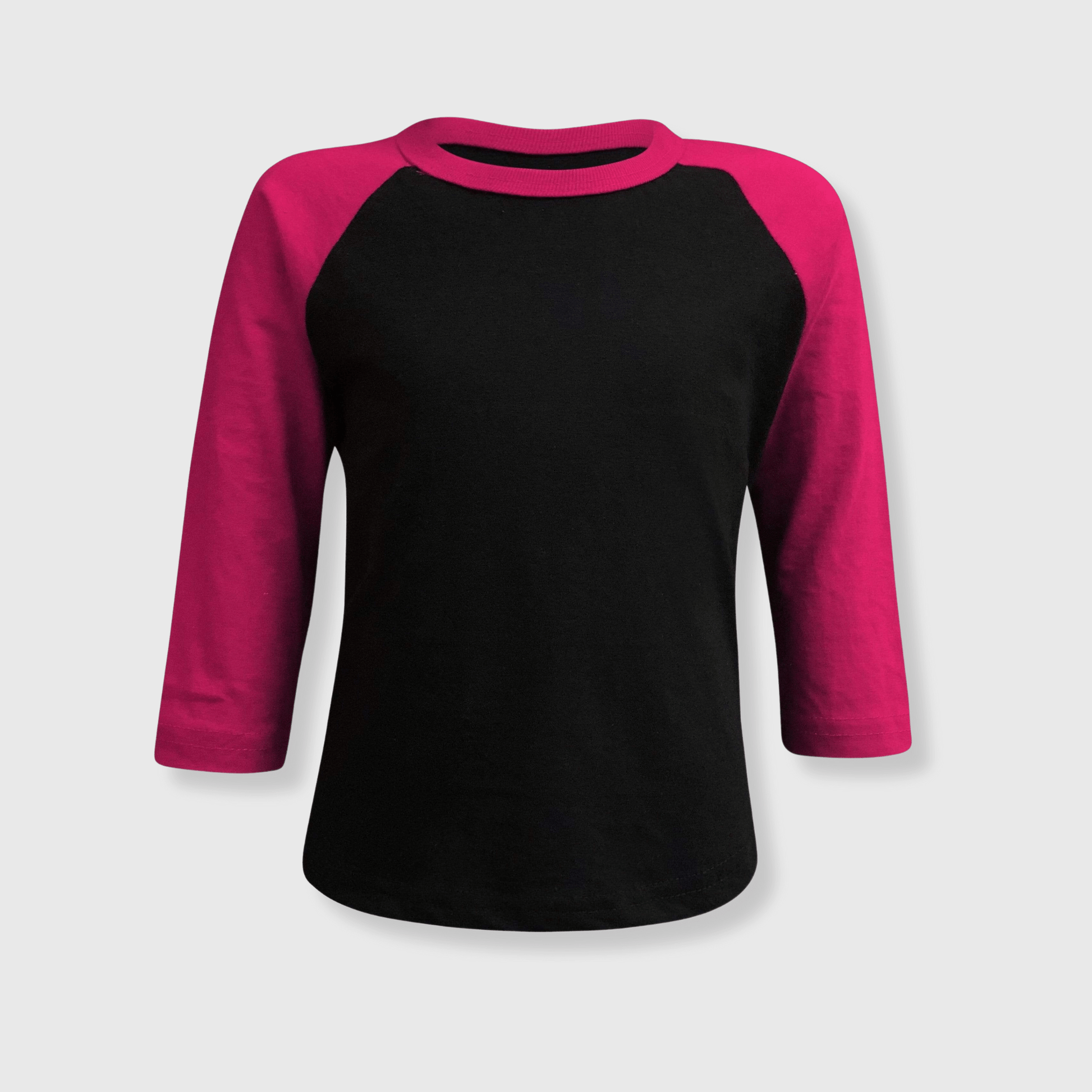 ILTEX Apparel Kids Clothing Black/Hot Pink / 6 Months Kids Plain Raglan 3/4 T-Shirt - White Body