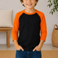 ILTEX Apparel Kids Clothing Black/Orange / 2T Kids 3/4 Sleeve Raglan Baseball T-Shirt – 25+ Colors