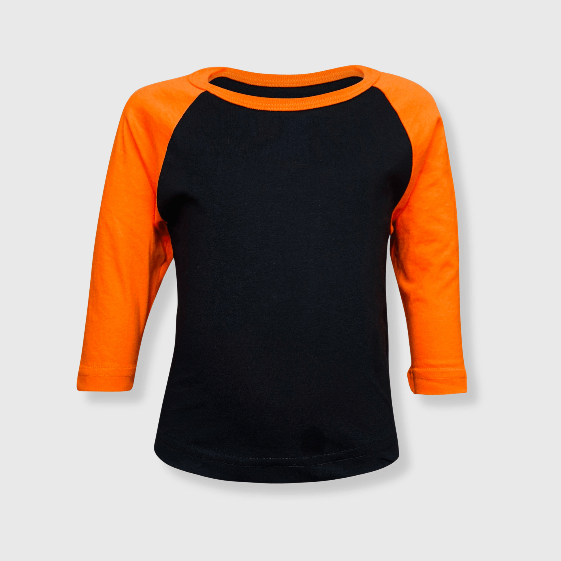 ILTEX Apparel Kids Clothing Black/Orange / 2T Kids Plain Raglan 3/4 T-Shirt - Black Body