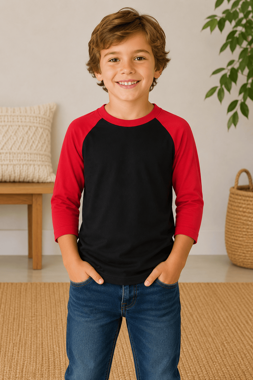 ILTEX Apparel Kids Clothing Black/Red / 6 Months Kids 3/4 Sleeve Raglan Baseball T-Shirt – 25+ Colors