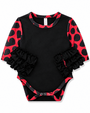 ILTEX Apparel Kids Clothing Black Red Heart Ruffle Toddler Onesie