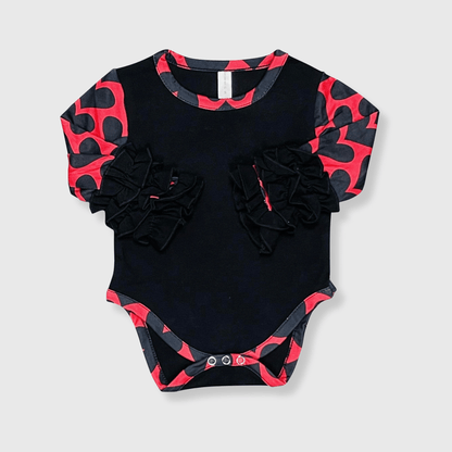 ILTEX Apparel Kids Clothing Black Red Heart Ruffle Toddler Onesie