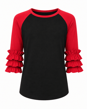 ILTEX Apparel Kids Clothing Black Red Ruffle Raglan Kids
