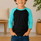 ILTEX Apparel Kids Clothing Black/Tiffany / 2T Kids 3/4 Sleeve Raglan Baseball T-Shirt – 25+ Colors