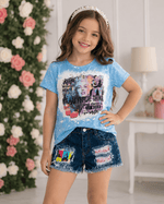 ILTEX Apparel Kids Clothing Bleached Blue 'Keep Smiling' Denim Outfit