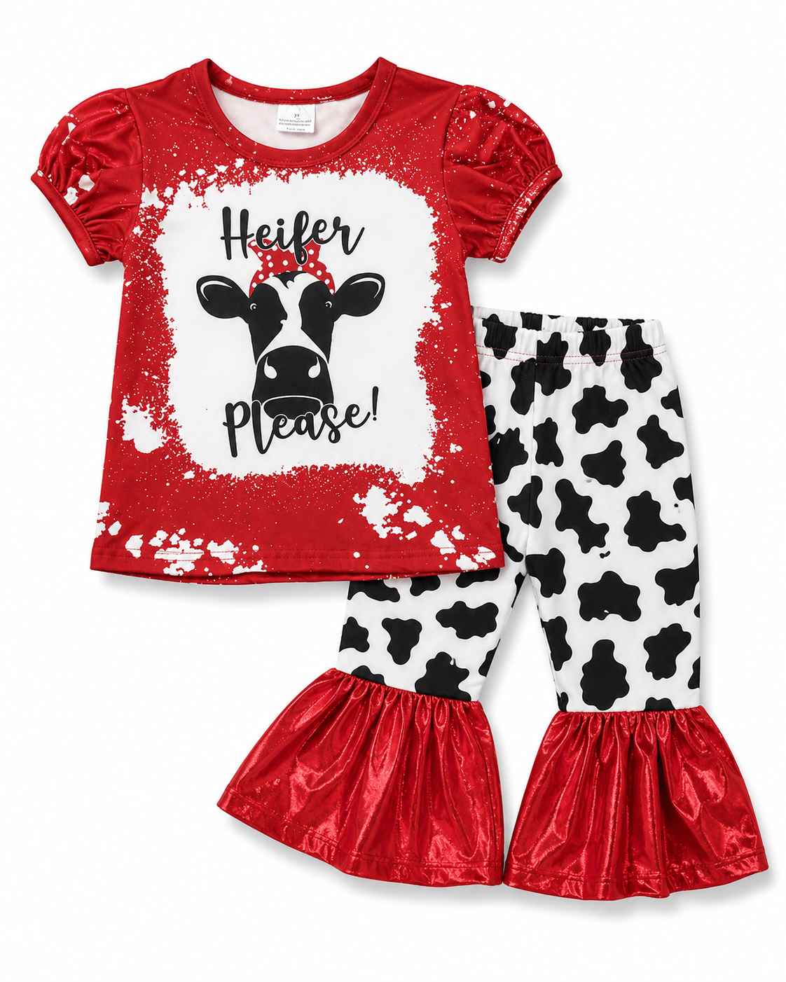 ILTEX Apparel Kids Clothing Bleached Red 'Heifer Please' Bell Bottom Outfit