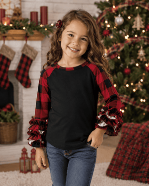 ILTEX Apparel Kids Clothing Buffalo Black Red Plaid Ruffle Kids
