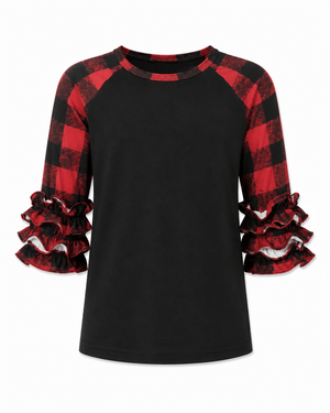 ILTEX Apparel Kids Clothing Buffalo Black Red Plaid Ruffle Kids