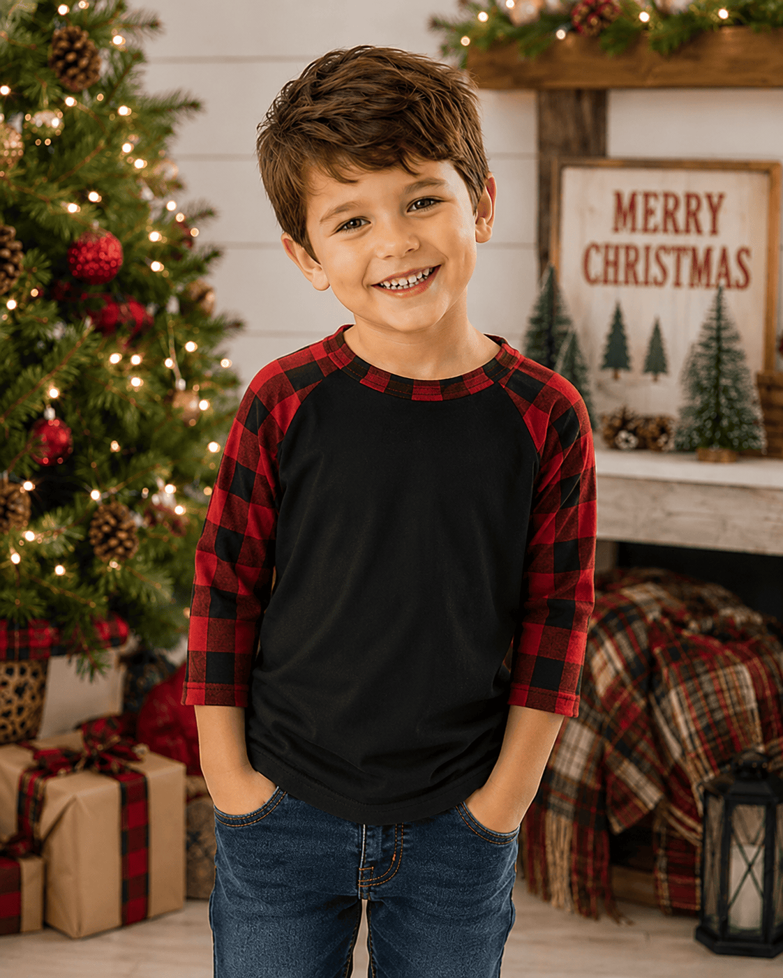 ILTEX Apparel Kids Clothing Buffalo Plaid Black Red Top Kids