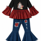 ILTEX Apparel Kids Clothing Buffalo Plaid 'Joy' Christmas Bell Bottom Outfit
