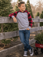 ILTEX Apparel Kids Clothing Buffalo Plaid Plain Raglan Hoodie Kids