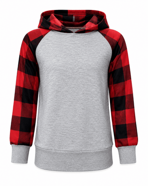 ILTEX Apparel Kids Clothing Buffalo Plaid Plain Raglan Hoodie Kids