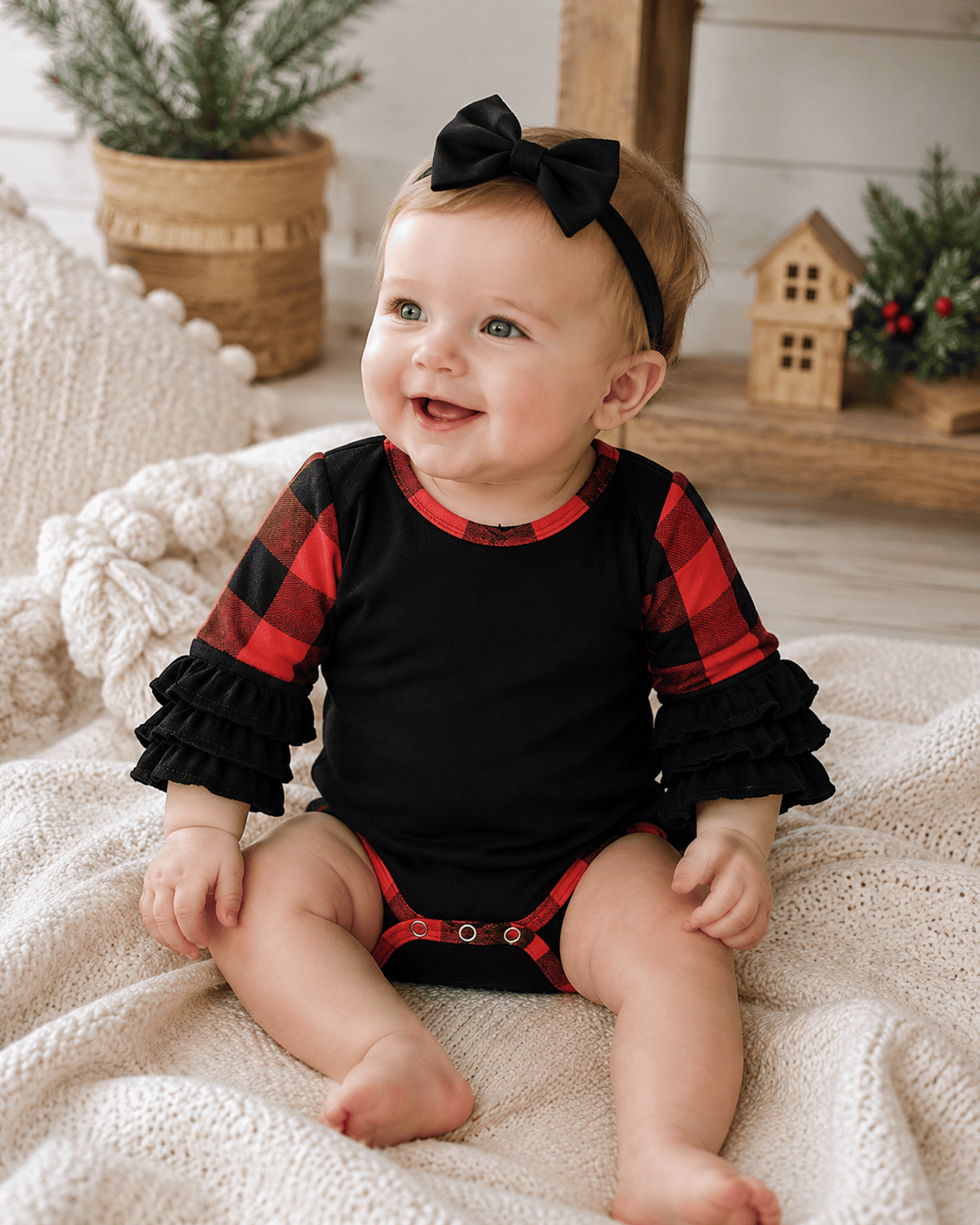 ILTEX Apparel Kids Clothing Buffalo Plaid Ruffle Toddler Onesie