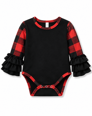 ILTEX Apparel Kids Clothing Buffalo Plaid Ruffle Toddler Onesie