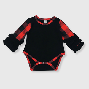 ILTEX Apparel Kids Clothing Buffalo Plaid Ruffle Toddler Onesie