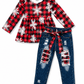 ILTEX Apparel Kids Clothing Buffalo Plaid Snowflakes Pant Outfit