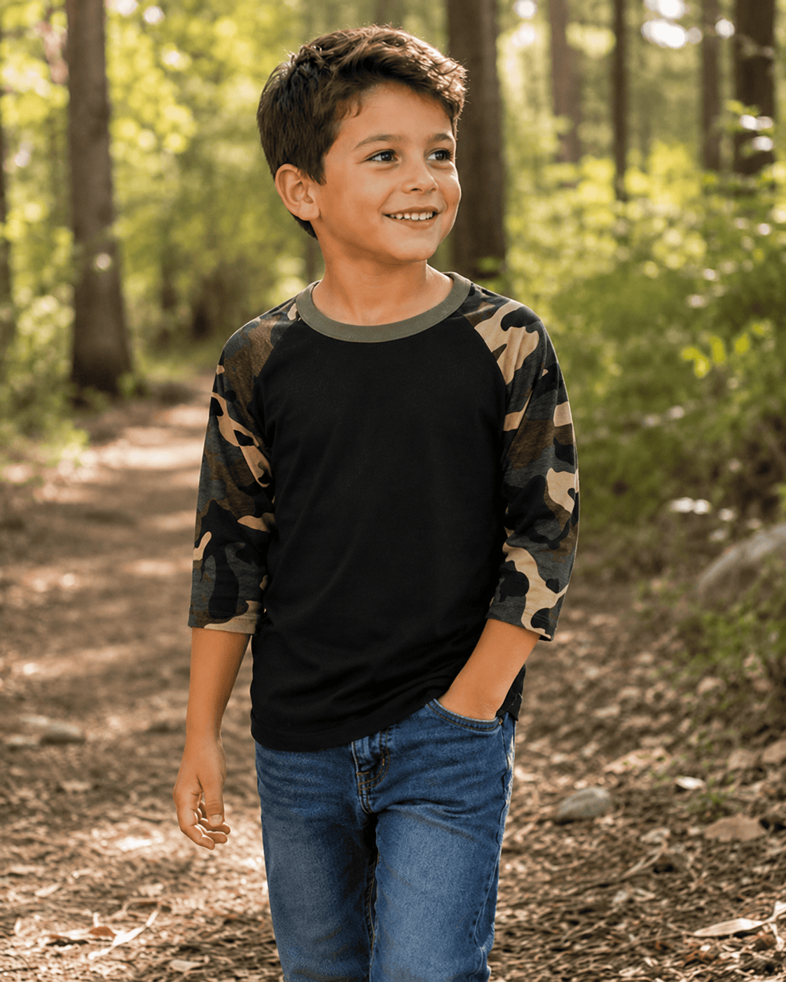 ILTEX Apparel Kids Clothing Camouflage Raglan Black/Camo Kids