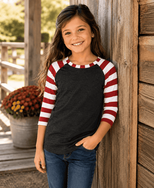 ILTEX Apparel Kids Clothing Candy Cane Charcoal Red Stripes Top Kids