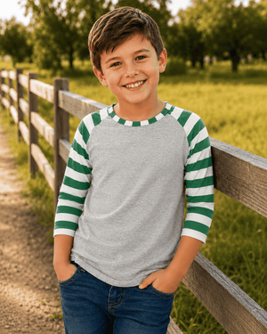 ILTEX Apparel Kids Clothing Candy Cane Gray Green Stripes Top Kids