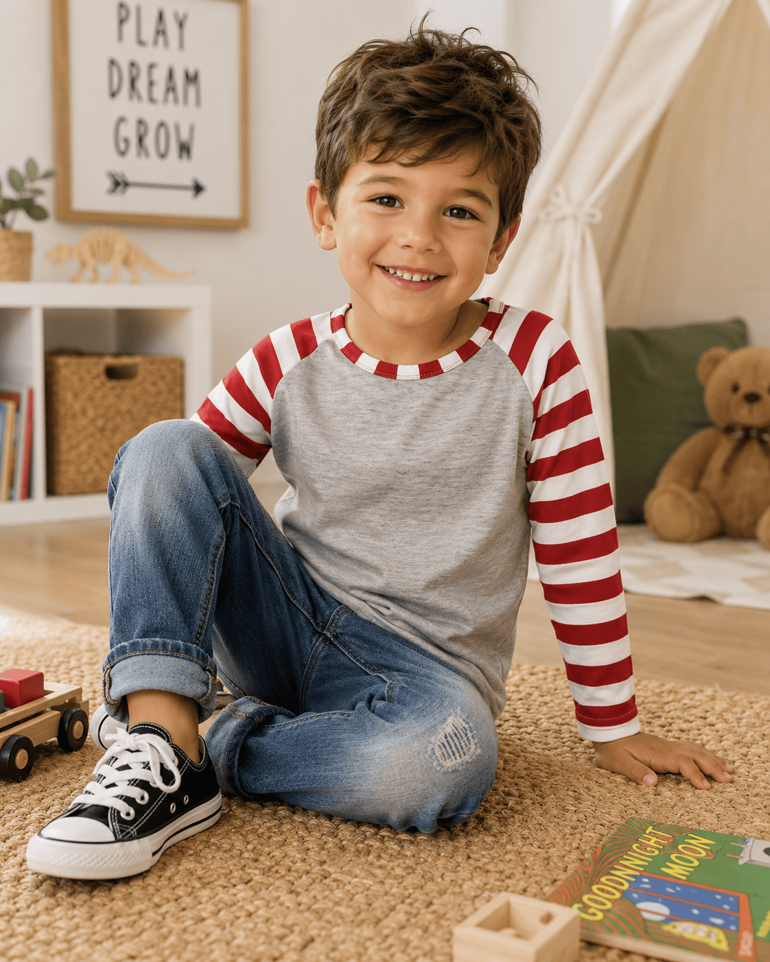 ILTEX Apparel Kids Clothing Candy Cane Gray Red Stripes Top Kids