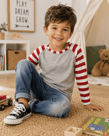 ILTEX Apparel Kids Clothing Candy Cane Gray Red Stripes Top Kids