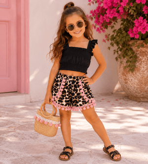 ILTEX Apparel Kids Clothing Cheetah Pom Pom Shorts Kids